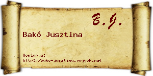Bakó Jusztina névjegykártya